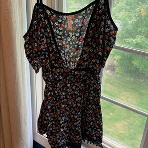 Floral Black Romper in size S